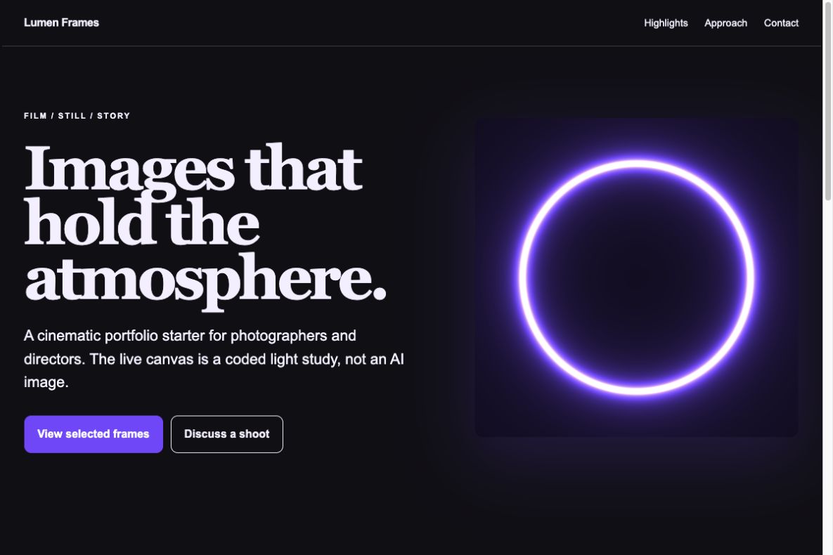 Preview van Lumen Frames Portfolio