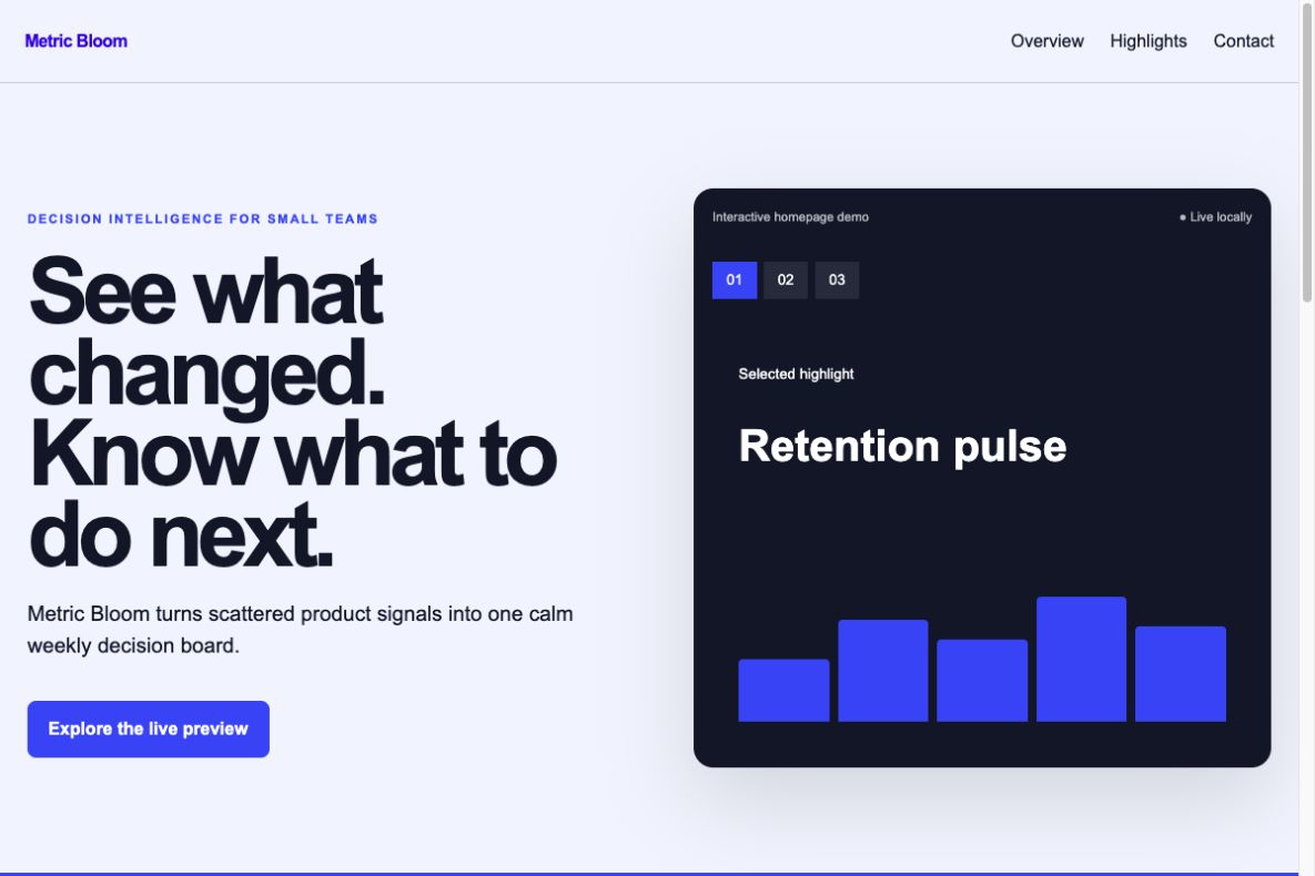 Preview van Metric Bloom SaaS